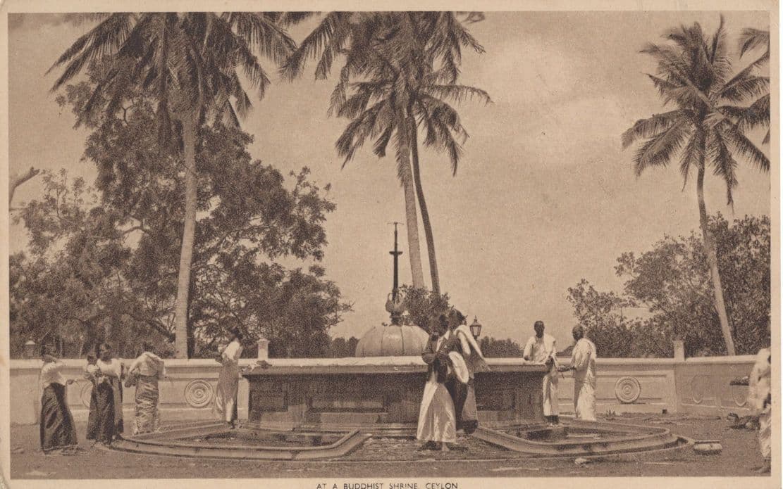 At A Buddhist Shrine Ceylon Indian Old Tucks Postcard
