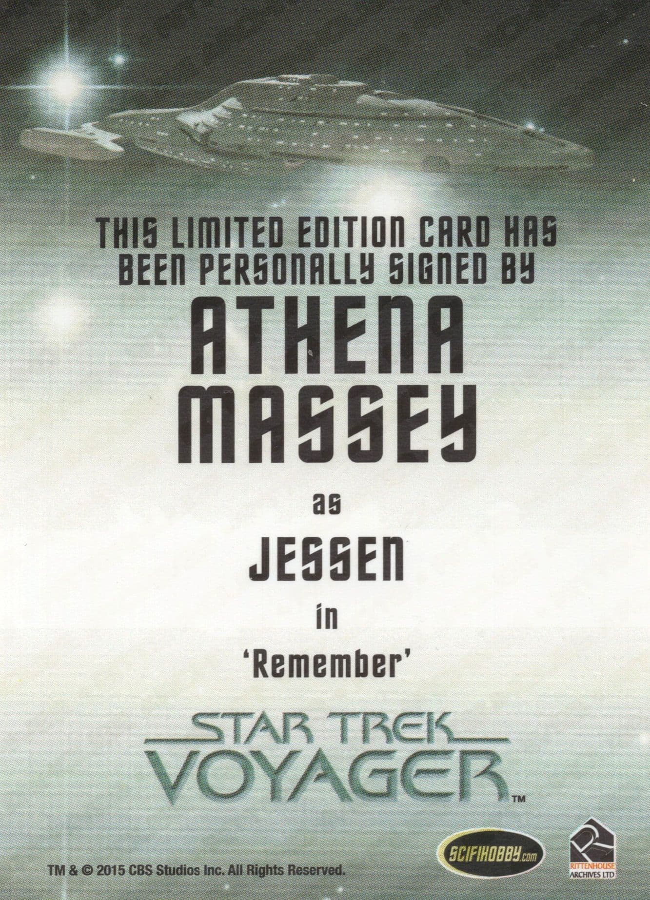 Athena Massey Star Trek Voyager Hand Signed Autograph Card