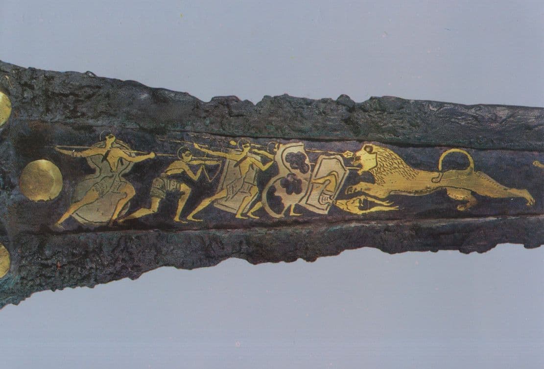 Athens Gold & Bronze Antique Decorated Dagger Greek Postcard