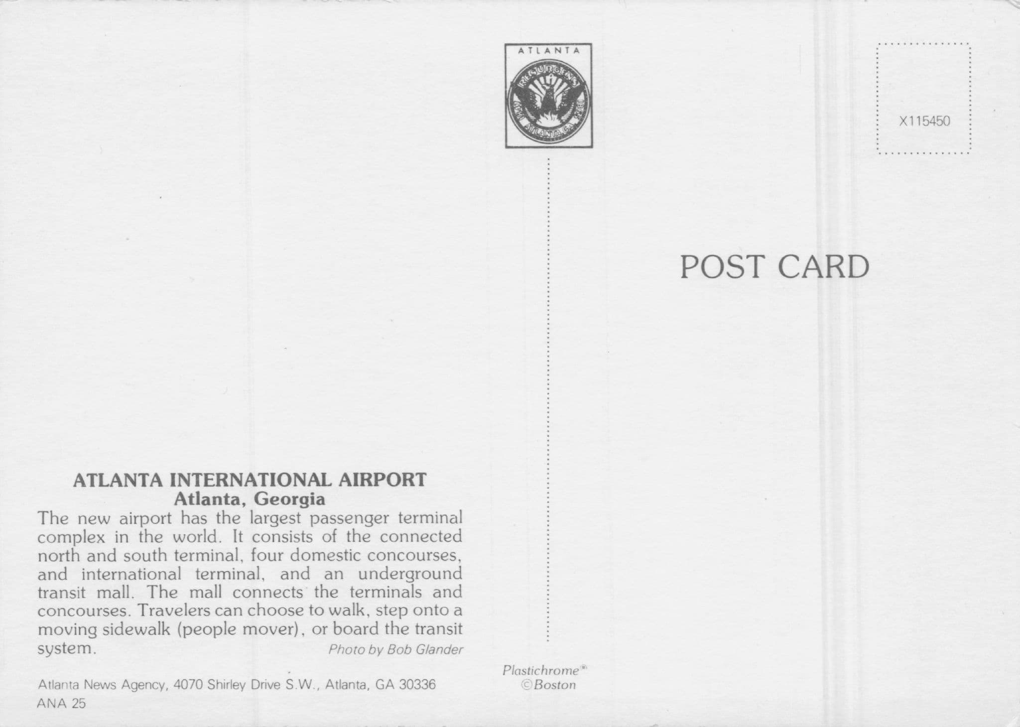Atlanta International Airport Interior Of Terminals Rare Postcard