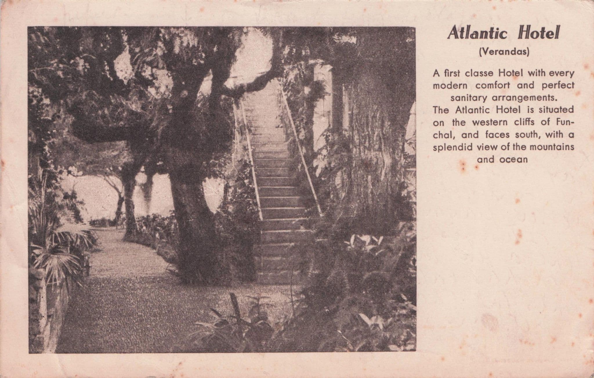 Atlantic Hotel Verandas Portugal Antique Rare Advertising Postcard