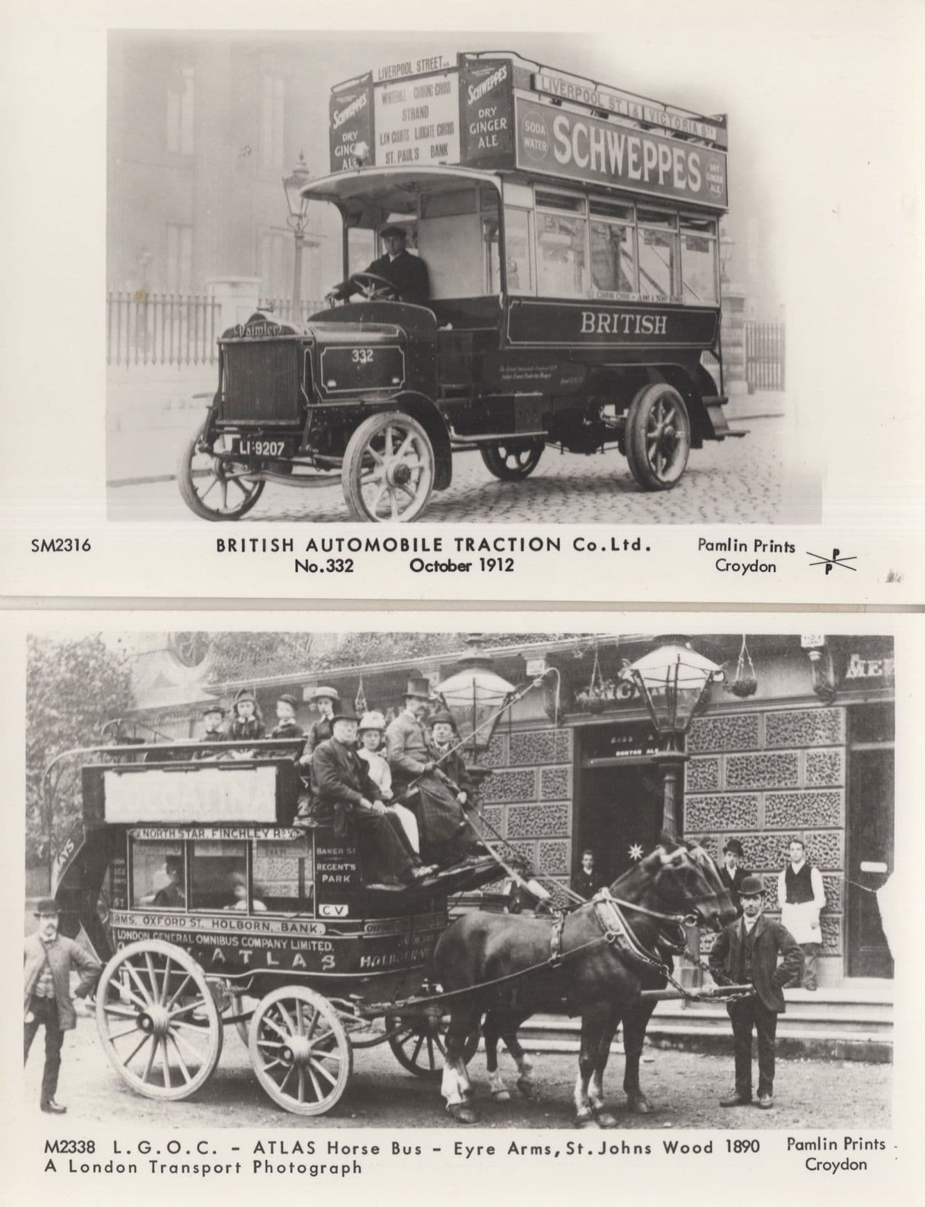 Atlas Horse Bus St Johns Wood 2x Transport Postcard s