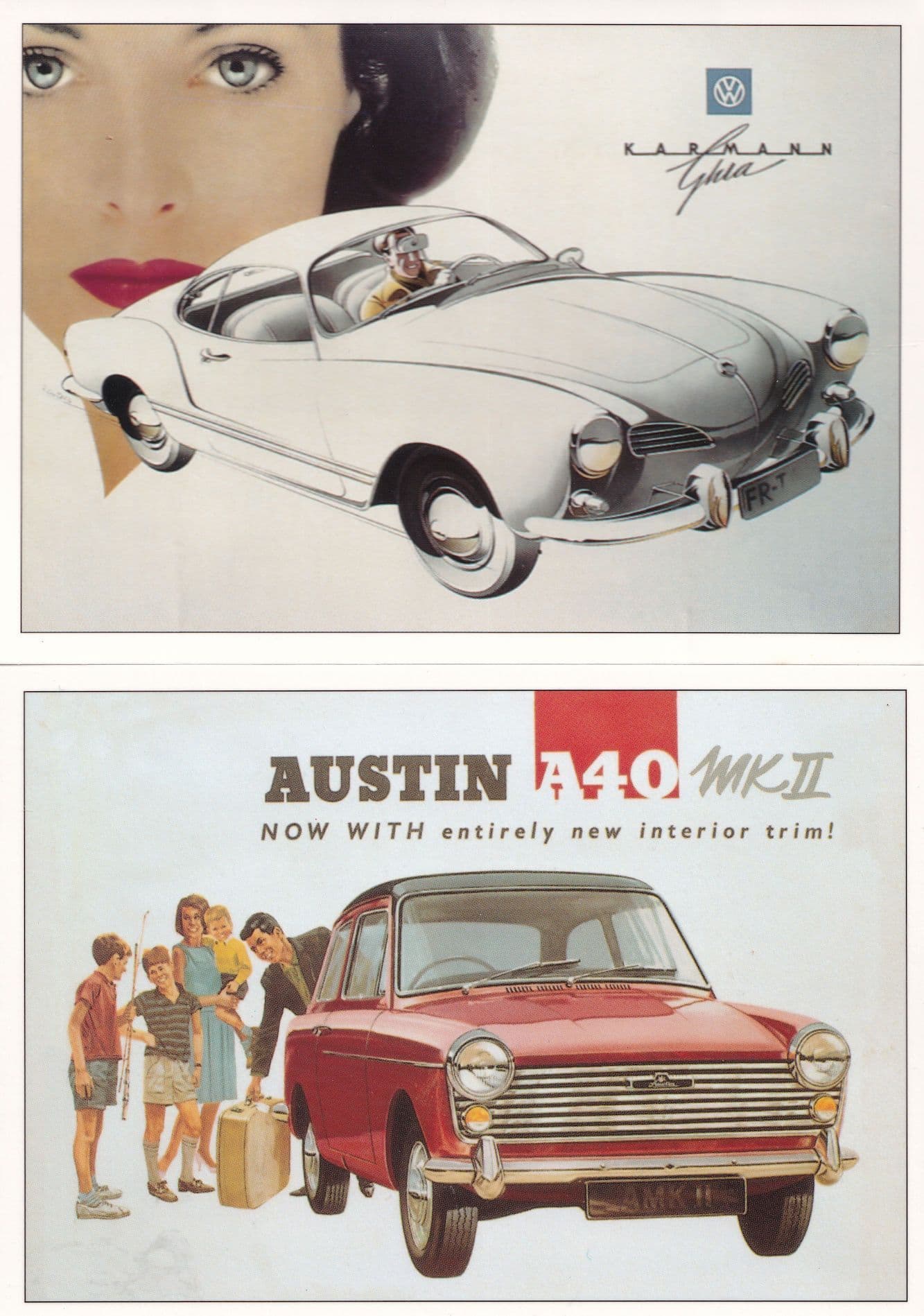 Austin Rootes Ltd A40 Mk II TWO 2x Car Advertising Postcard s