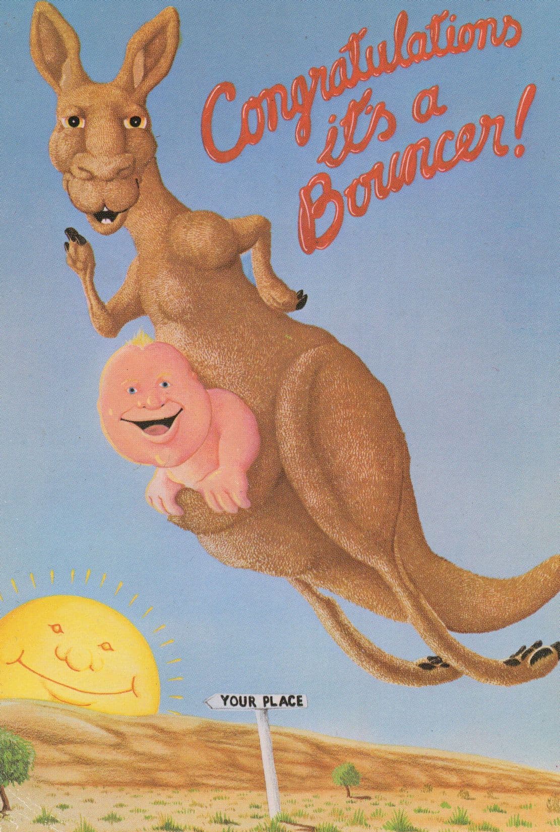 Australian New Born Baby Comic Kangaroo Babies Celebration Postcard