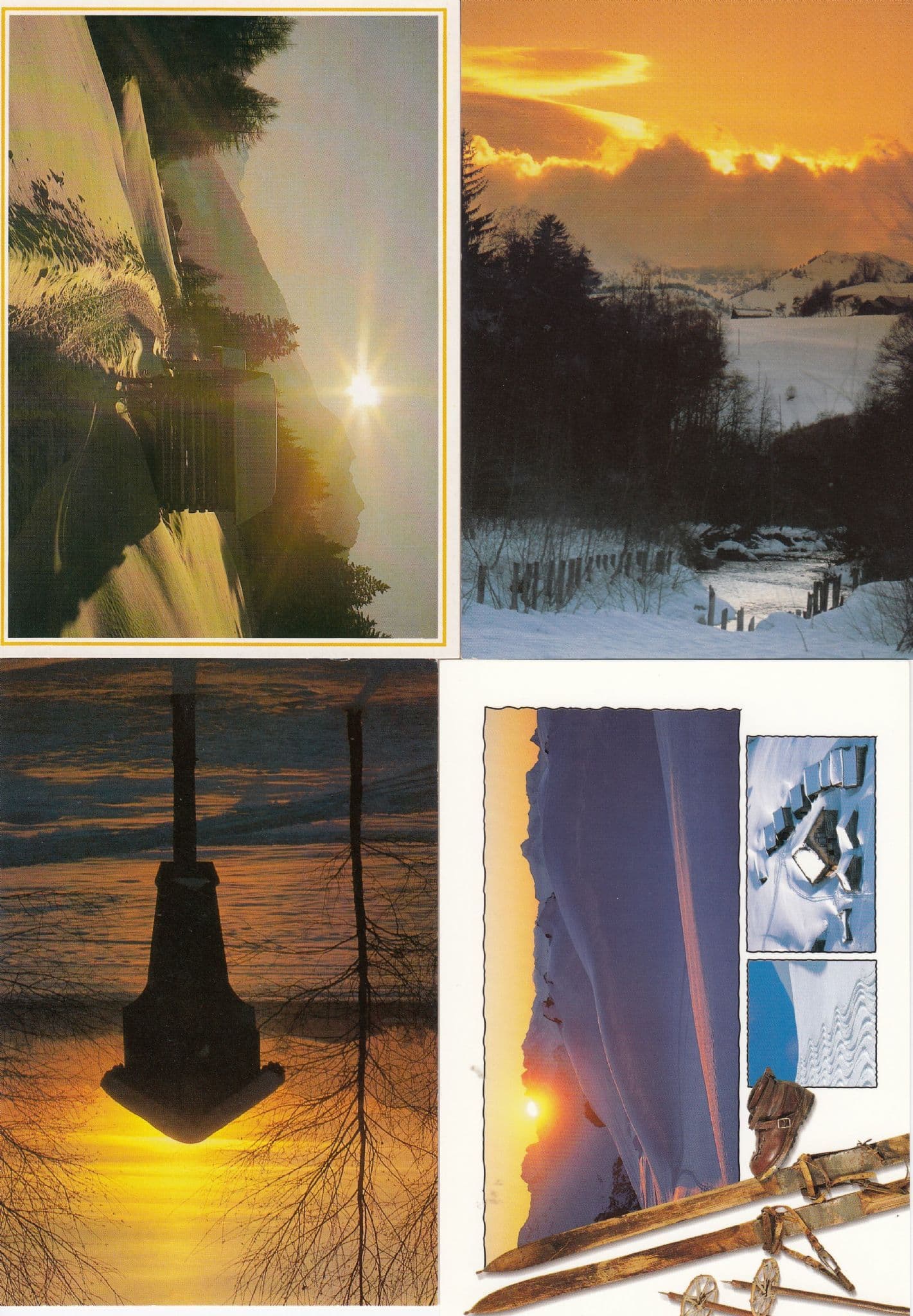 Austria Golden Sunset Ski Shoes Sword 4x Austrian Postcard s