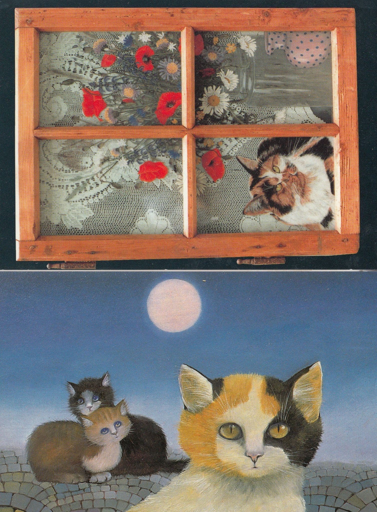 Austrian Cats Under Moonlight Hot Tin Roof 2x Postcard s