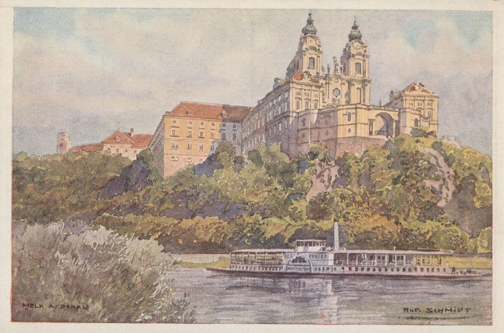 Austrian Ferry Rup Schmidt Antique Ship Painting Postcard