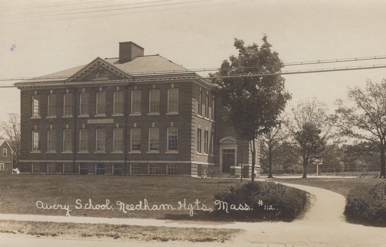 Avery School Needham Heights Soldier Gassed WW1 RPC Postcard