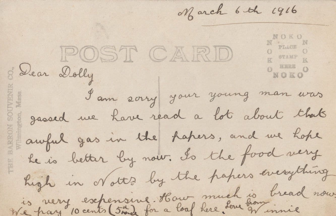 Avery School Needham Heights Soldier Gassed WW1 RPC Postcard