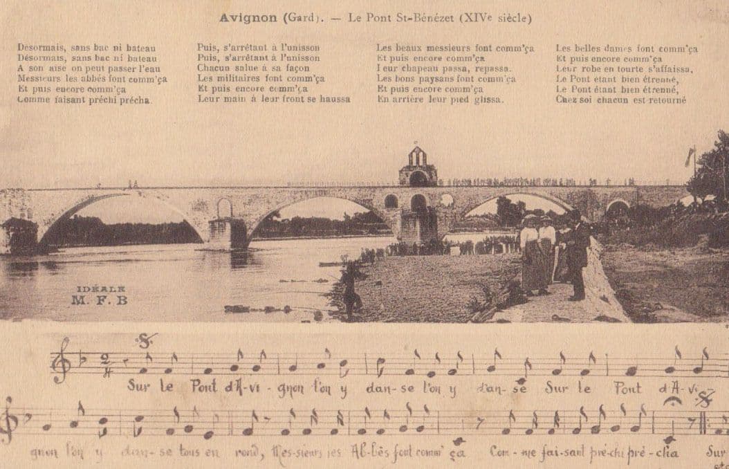 Avignon Bridge Sheet Music Piano Songcard Old Postcard