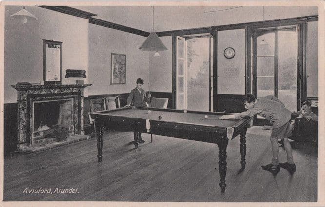 Avisford Park Arundel Boys Snooker Billiards Room Sussex Old Postcard