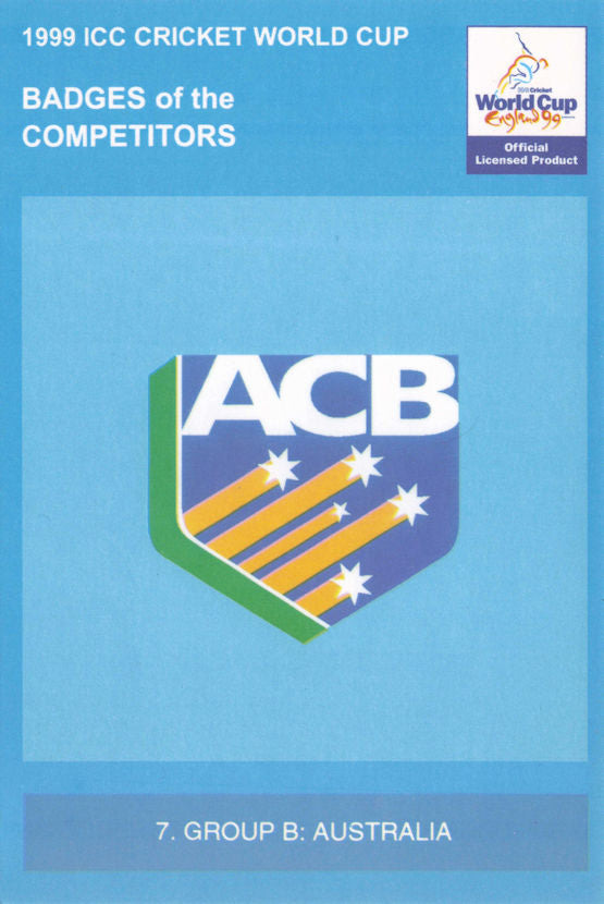 Australia 1999 Cricket World Cup Badges Of The Competitors Official Postcard