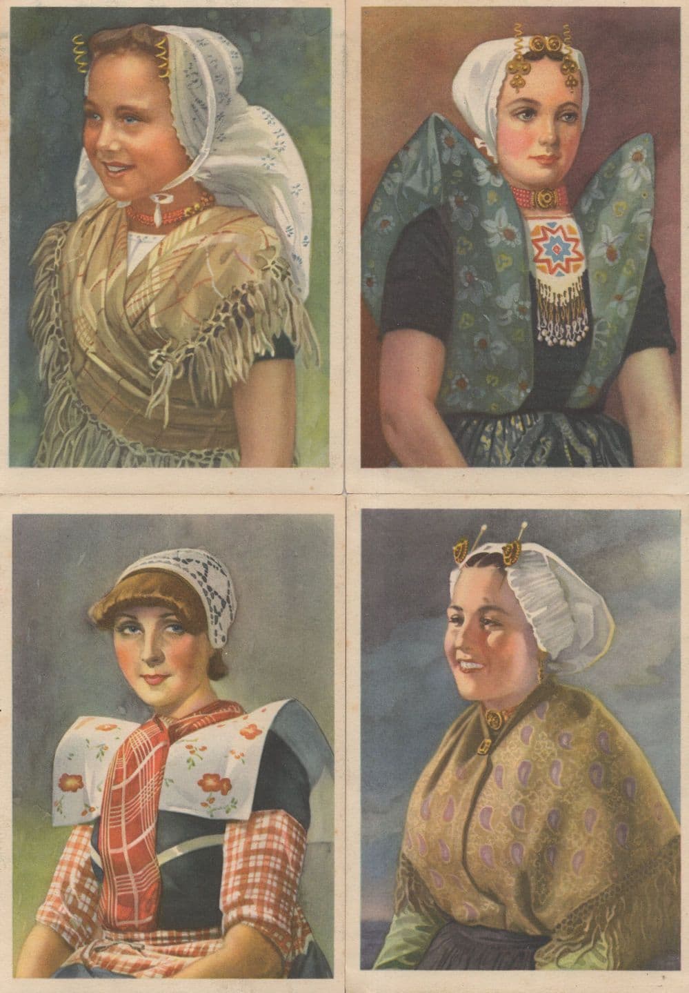 Azel Spakenburg Scheveningen Zeeland Holland 4x Costume Postcard s