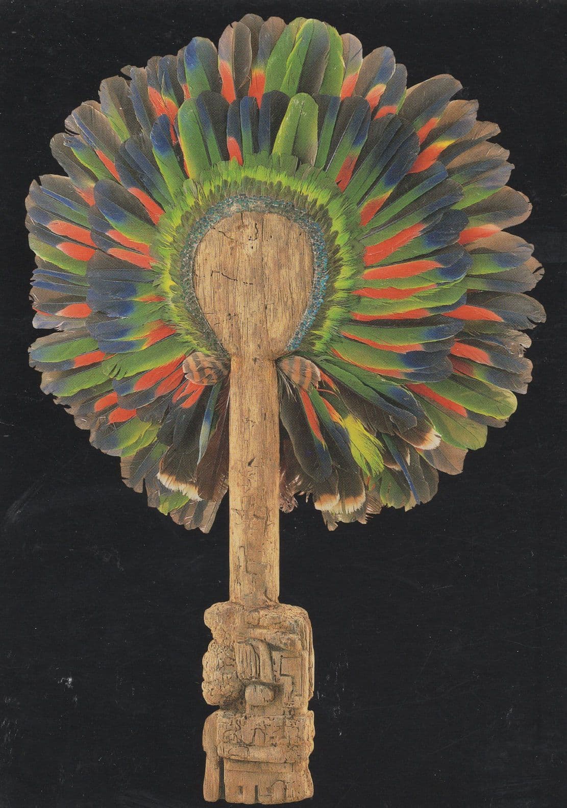 Aztec 1500 Old Dated Feathers Fan Grip Hummingbird Postcard