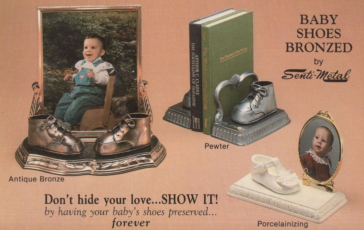 Baby Shoe Bronzing Shine Sentimental Anaheim USA Advertising Postcard