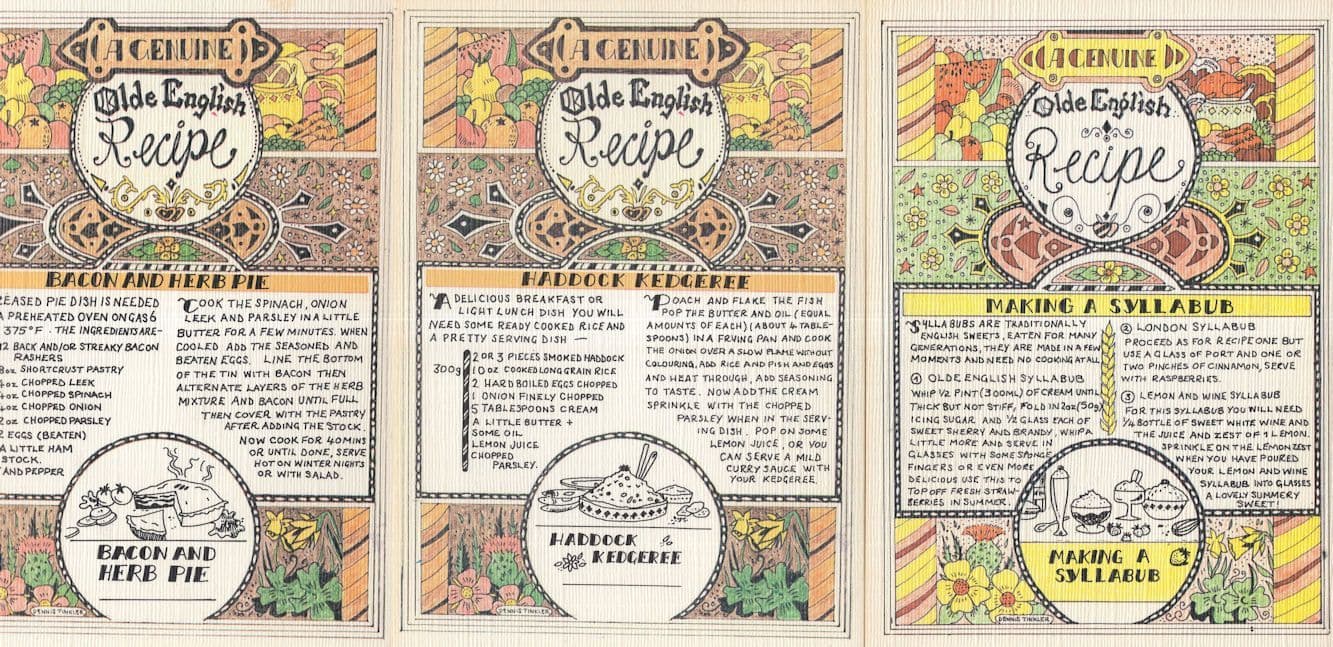 Bacon & Herb Pie Syllabub Sweets Haddock Kedgeree Recipe 3x Postcard s