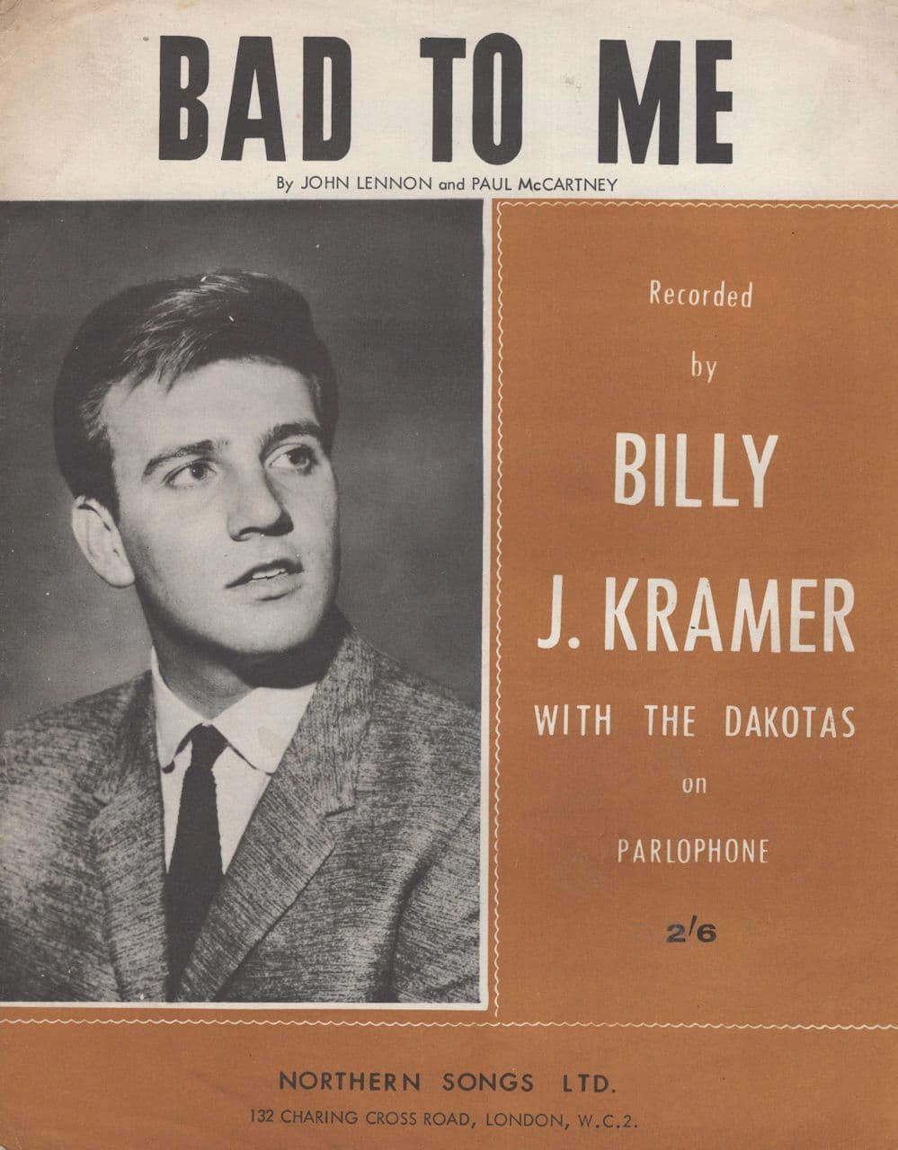 Bad To Me Billy Kramer Sheet Music