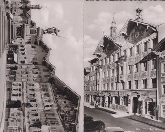 Bad Tolz Rathaus Markstrabe German 2x Real Photo Postcard
