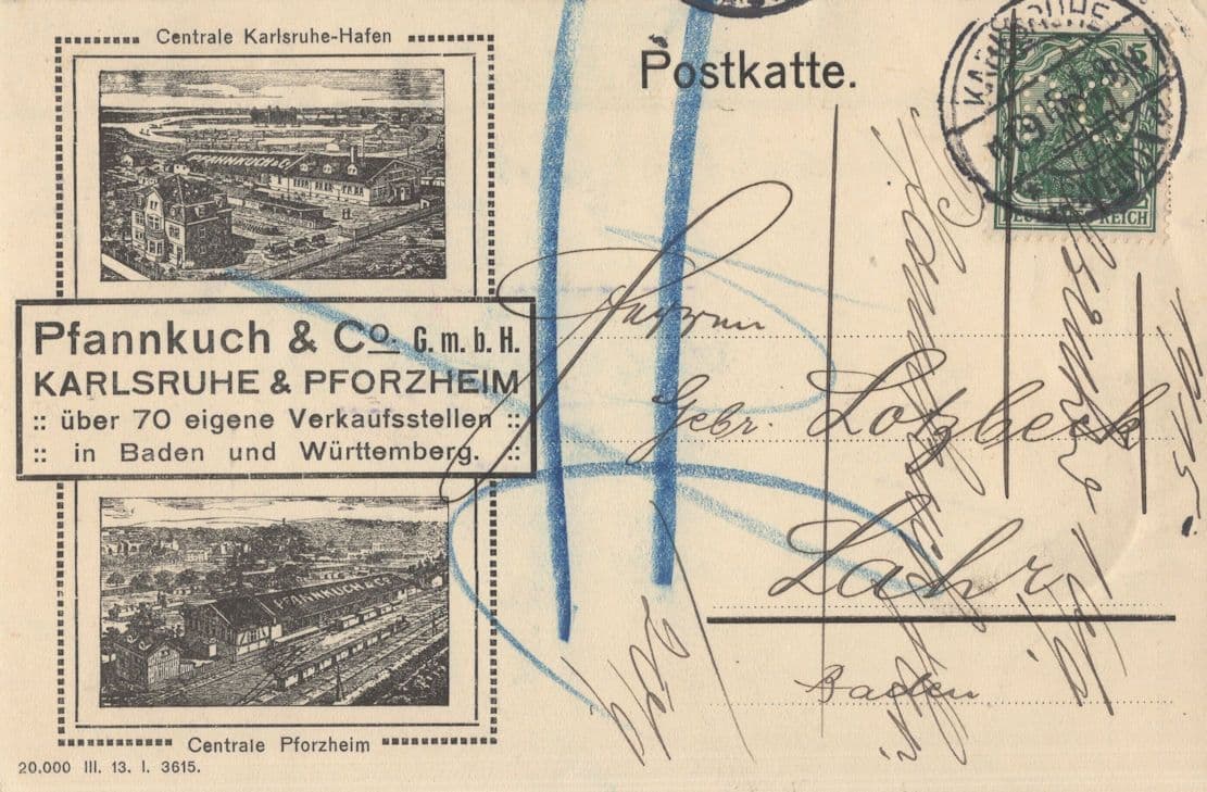 Baden German Antique Pfannkuch & Co WW1 Pancake Factory Postcard