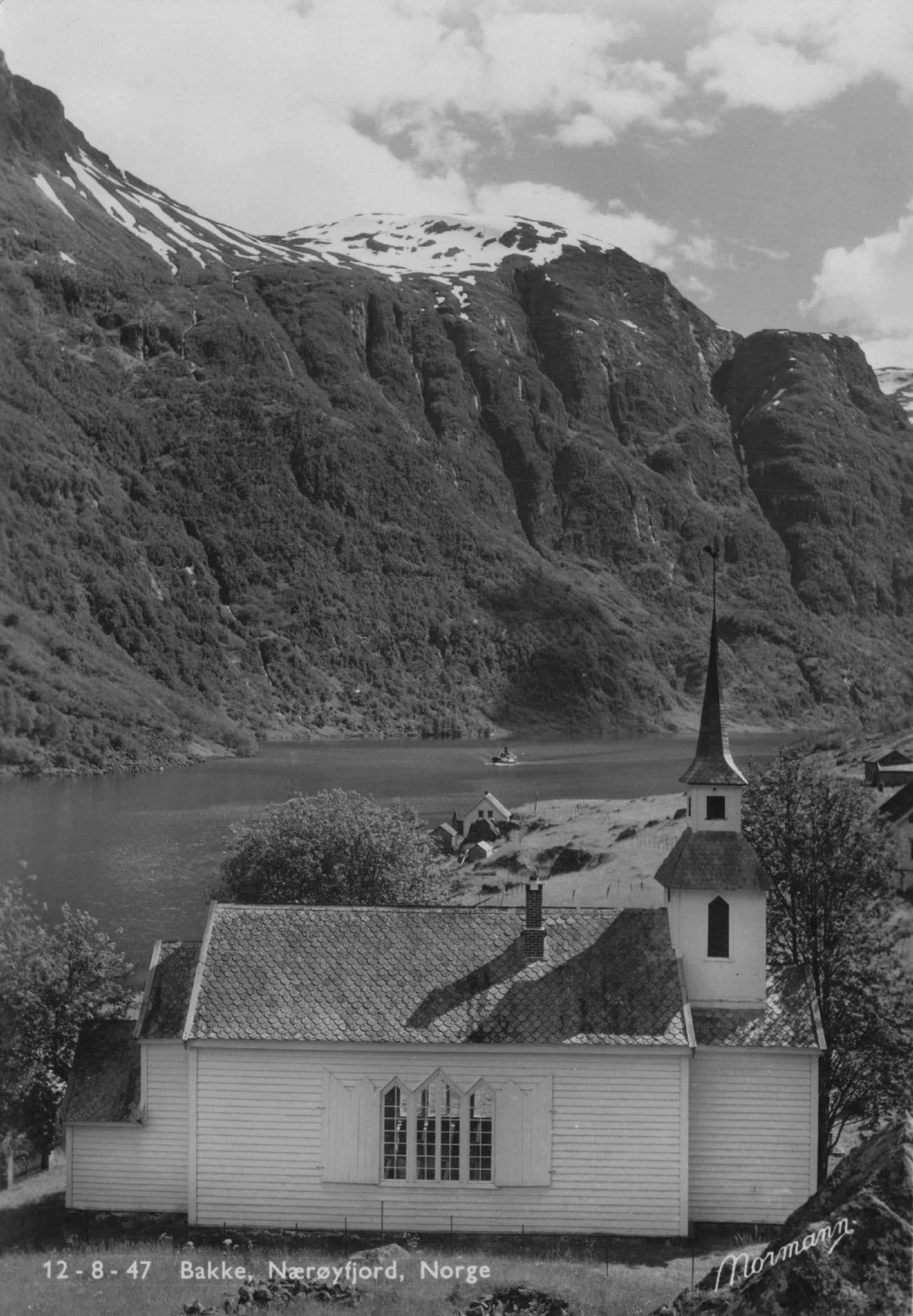 Bakke Naeroyfjord Church Vestland Norway Vintage Real Photo Postcard