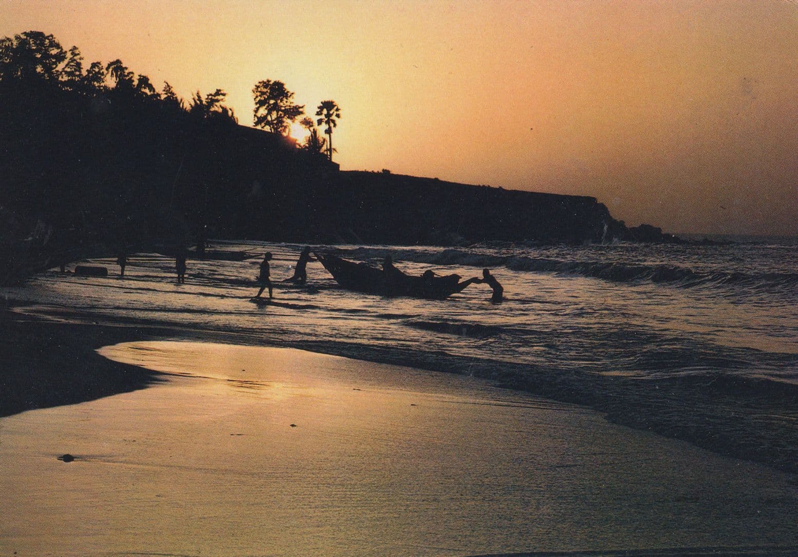 Bakua Fishermen Fishing African Sunset Boats Africa Postcard