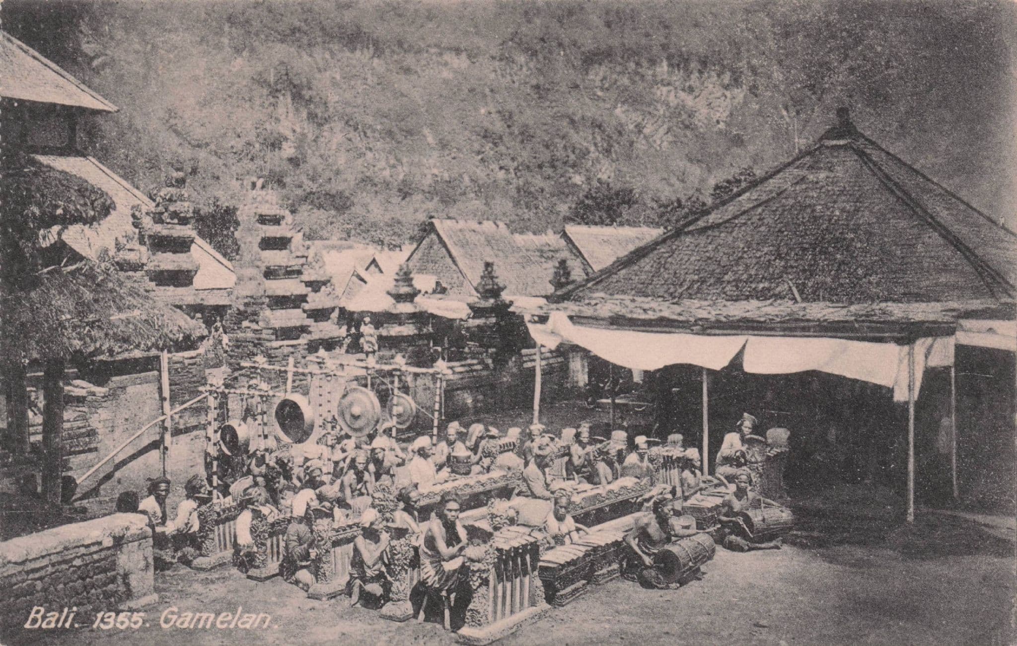 Bali Gamelan Indonesia Factory Crafts Workers Antique Postcard