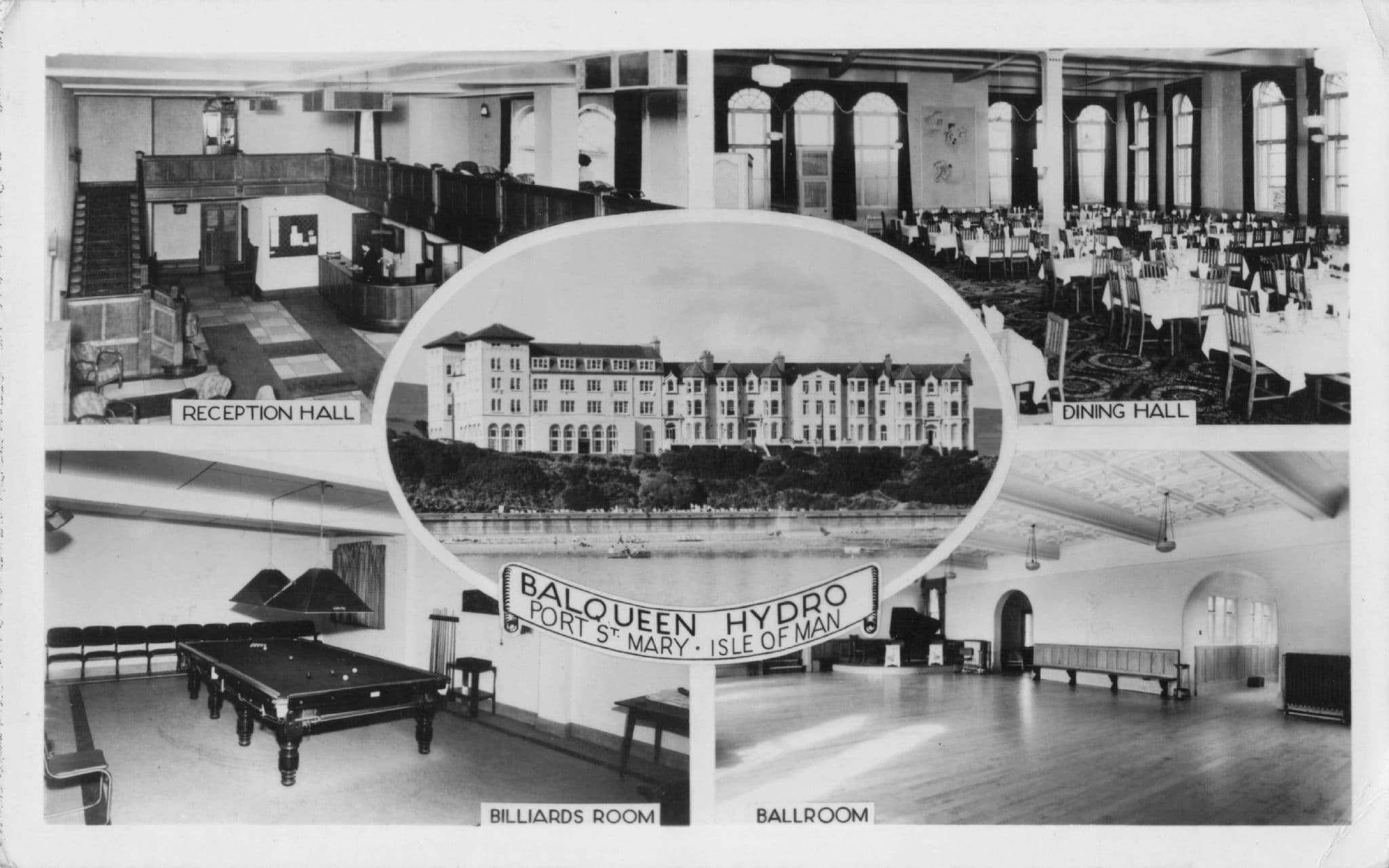 Balqueen Hydro Isle Of Man Snooker Billiard Table Vintage RPC Postcard