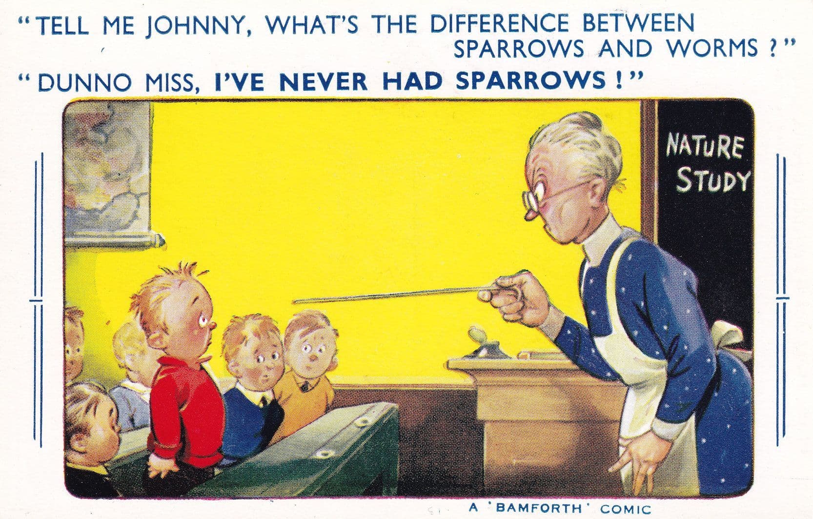 Bamforth Nature Study Geography Biology Class School Comic Postcard