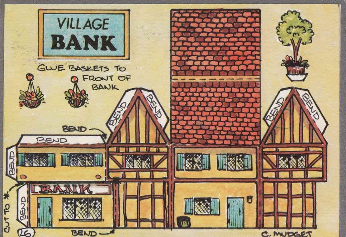 Banbury Oxon Oxford Build A Bank 1980s Rare Cut Out Postcard