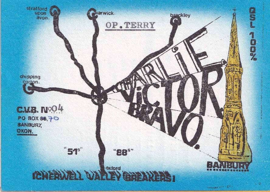 Banbury Oxon QSL Cherwell Valley Users QSO Radio Card