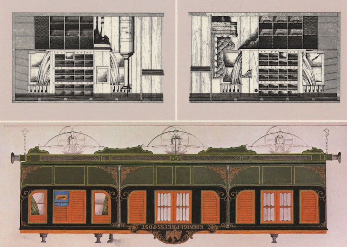 Banhpostwagen Preuben 1859 Train German Postal History Postcard