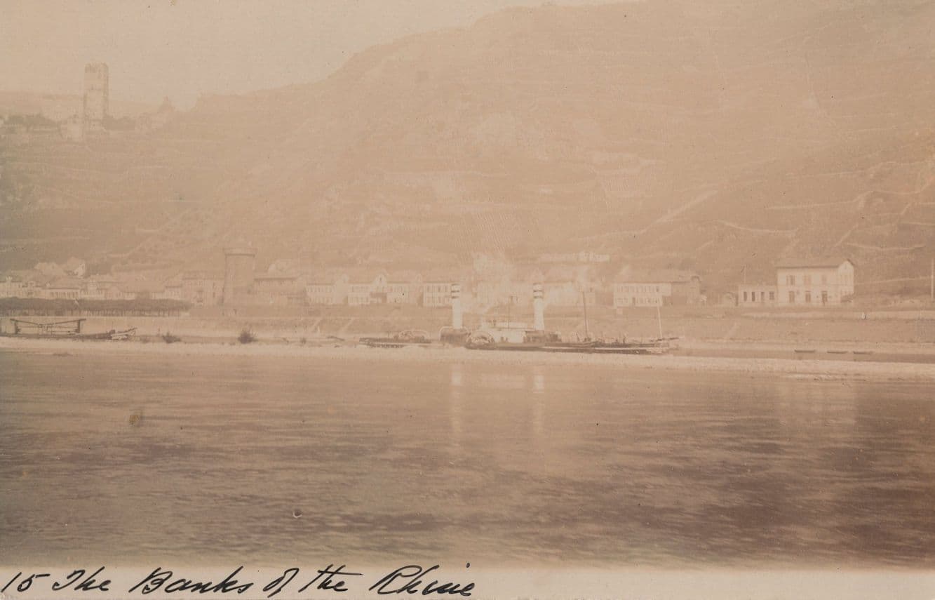 Banks Of The Rhine German Old Ship Real Photo Antique Postcard