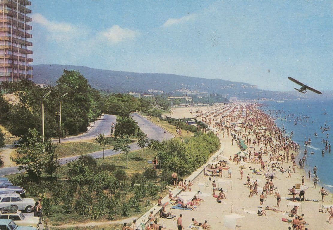 Bapha Bulgaria Plane Aircraft Flies Close To Beach Postcard