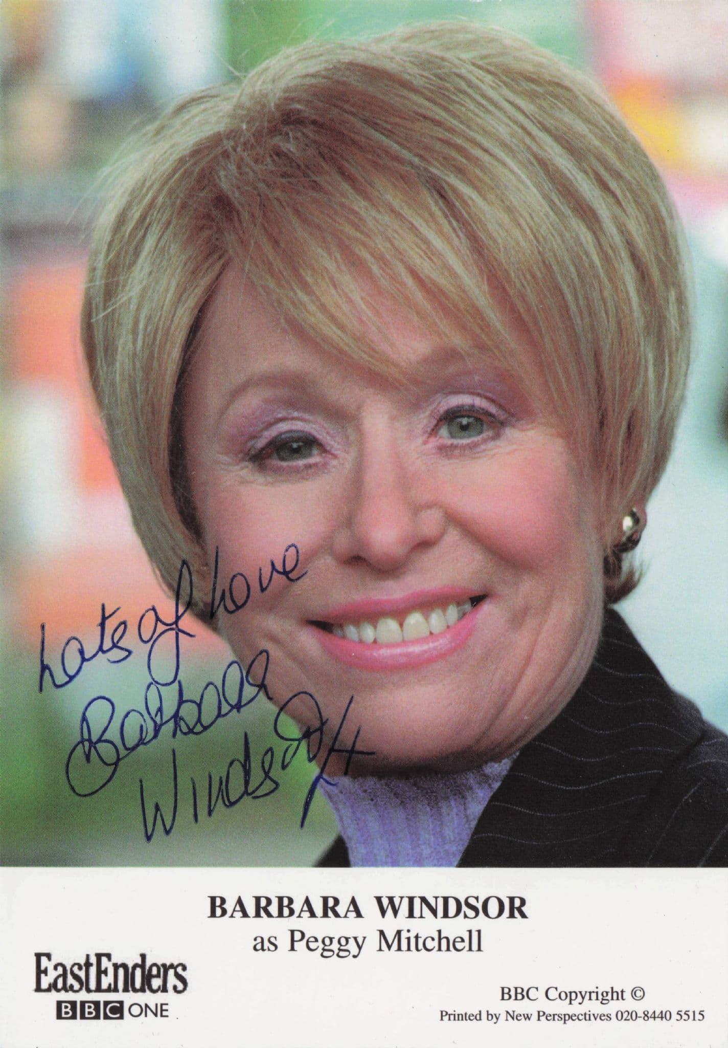 Barbara Windsor as Peggy Mitchell Eastenders Hand Signed Cast Photo