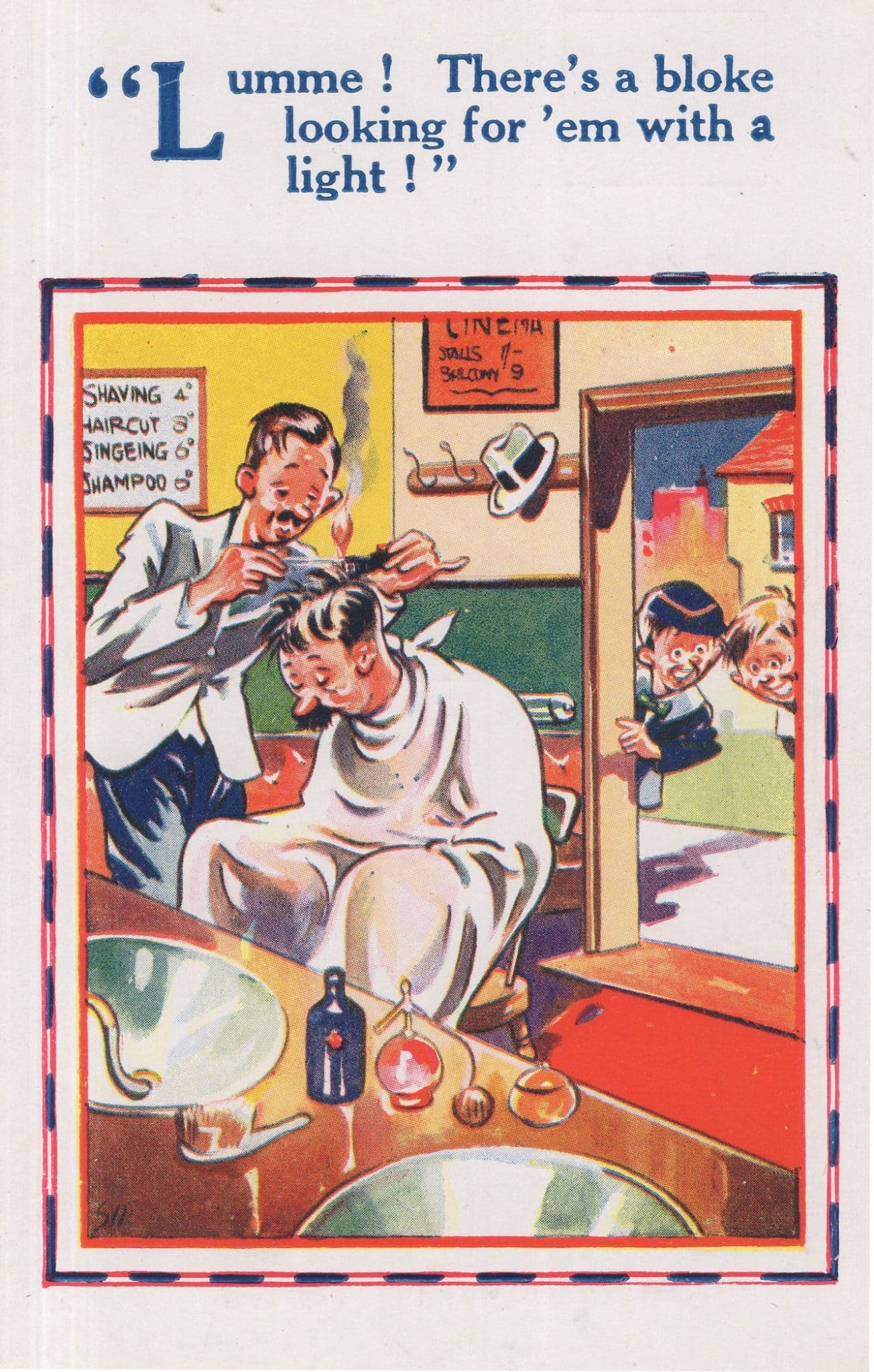 Barber Turkish Style Haircut Lighter Comic Vintage Postcard