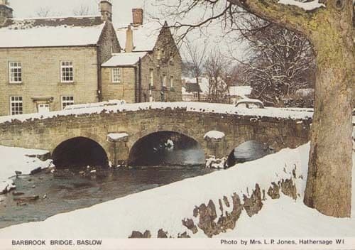 Barbrook Bridge Baslow at Christmas Snow Rare Derby Womens Institute Postcard