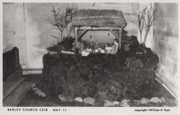 Barley Church Antique Model Crib Jesus Christian Sculpture Nativity Postcard
