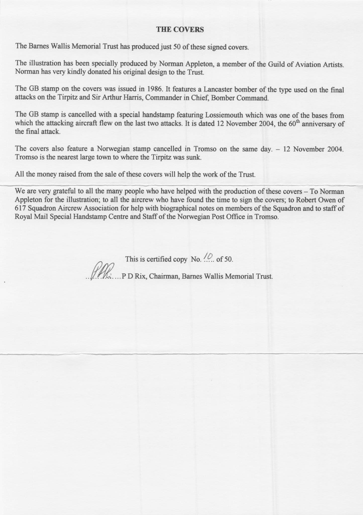 Barnes Wallis Memorial Trust Tirplitz WW2 MULTI Hand Signed FDC