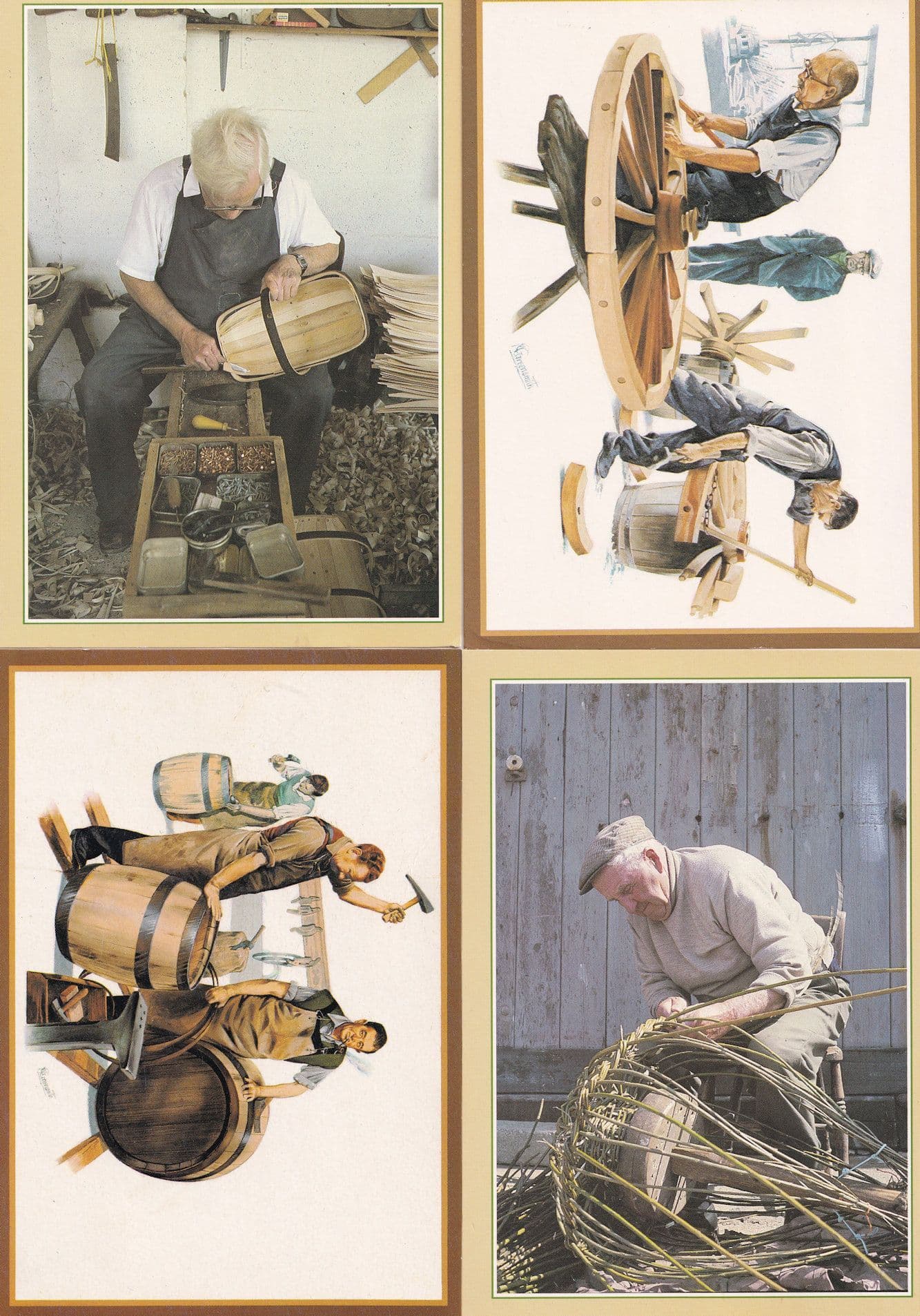 Barrel Making Wheelwrights Pot Crafts 4x Postcard s