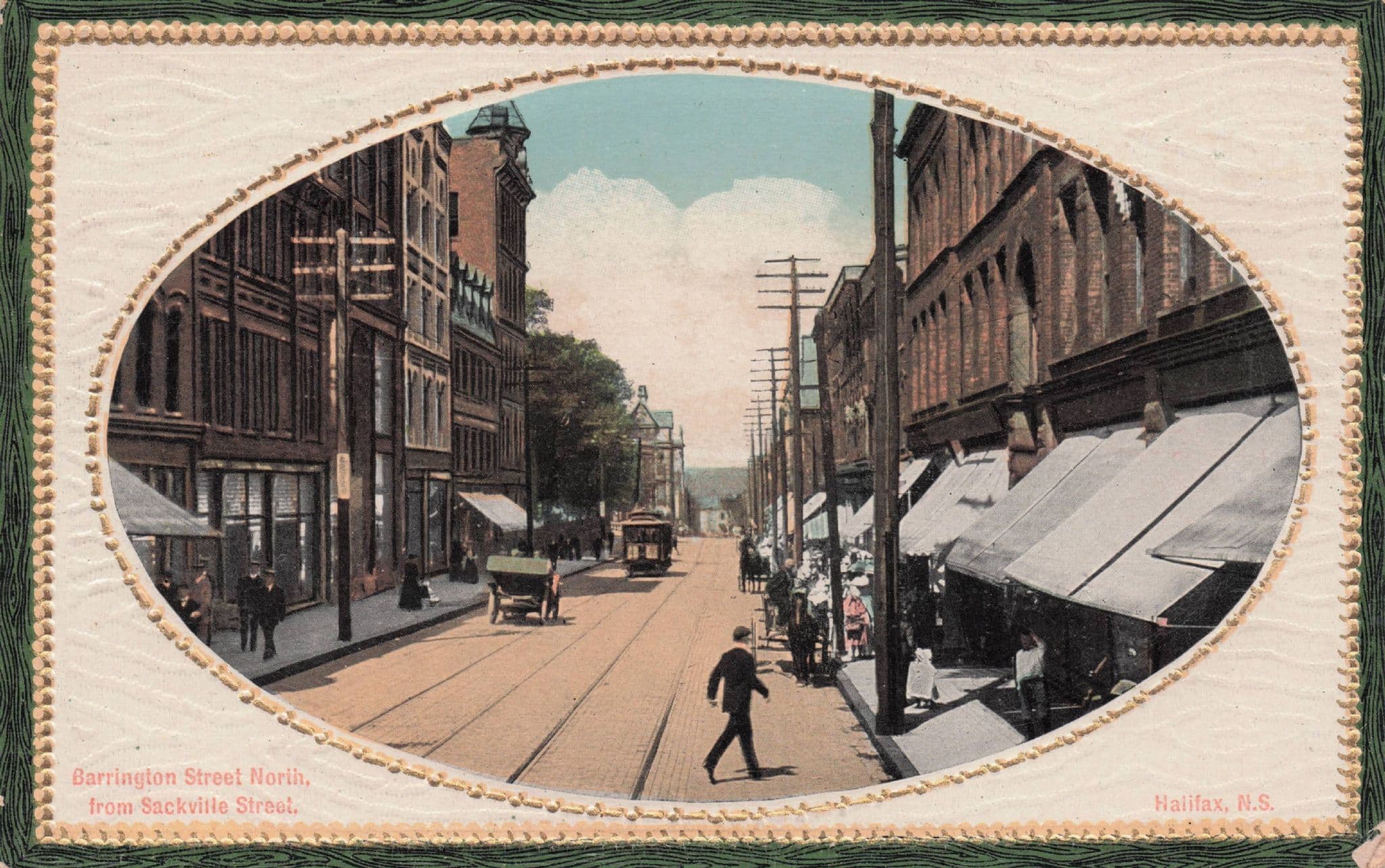 Barrington Street North BC Canada Framed Effect Rare Old Postcard