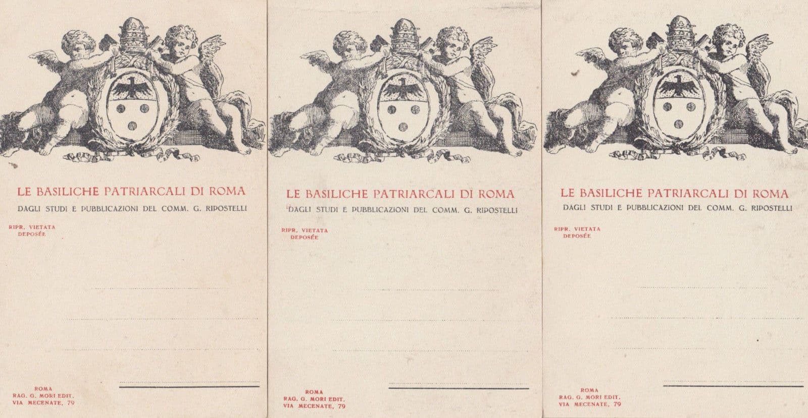 Basilica Rome Roma Ripostelli 3x Old Italy French Postcard s See Reverses Too