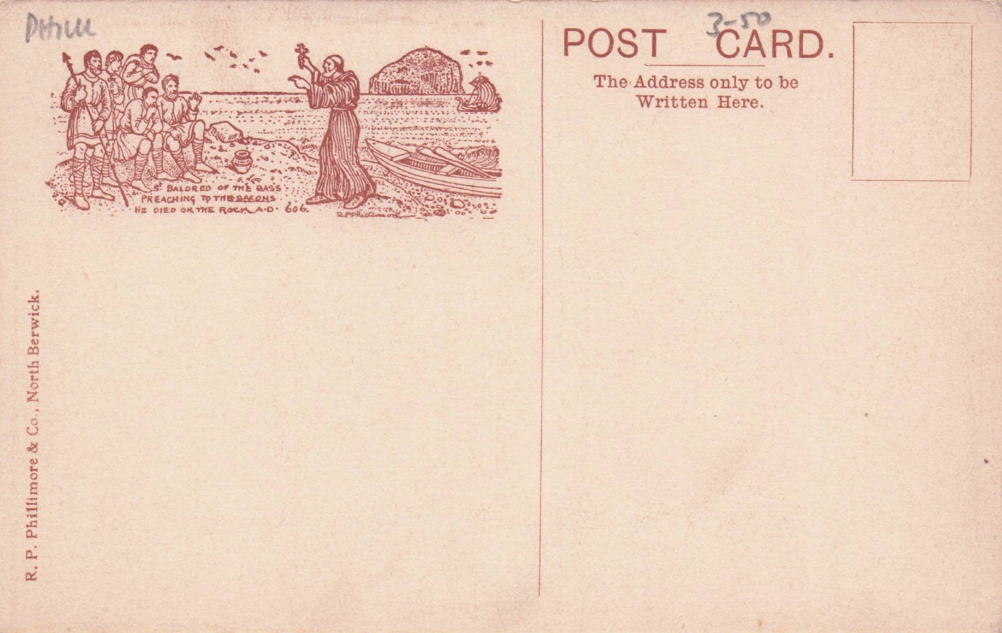 Bass Rock North Berwick Boats & Great Reverse Old R Phillimore Painting Postcard
