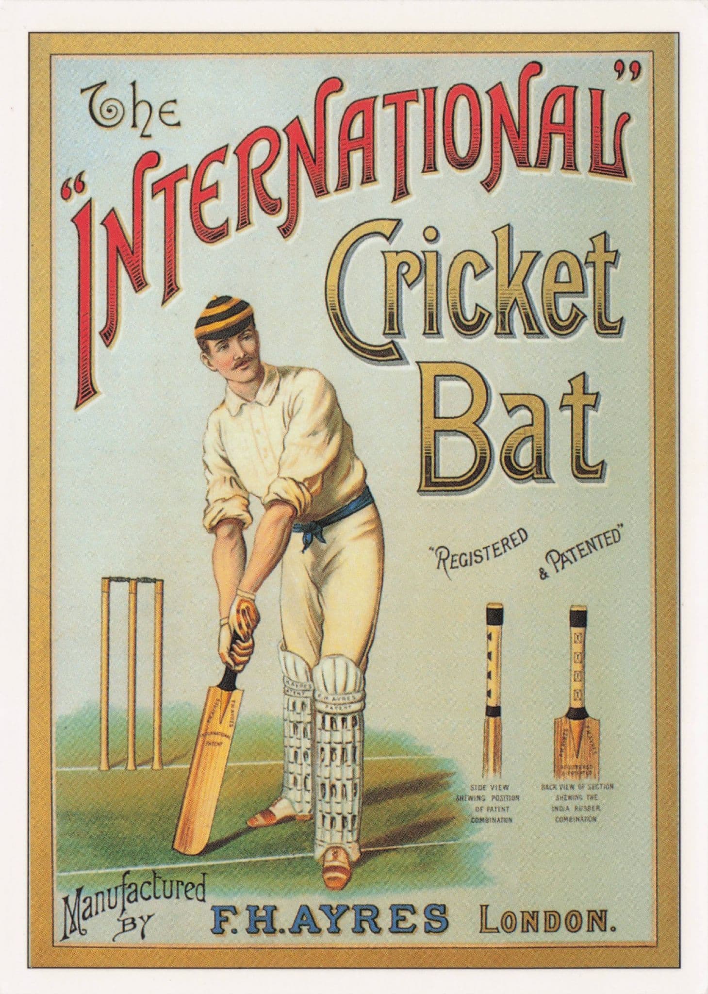 Bat Manufacturers FH Ayres Cricket Advertising Poster Postcard