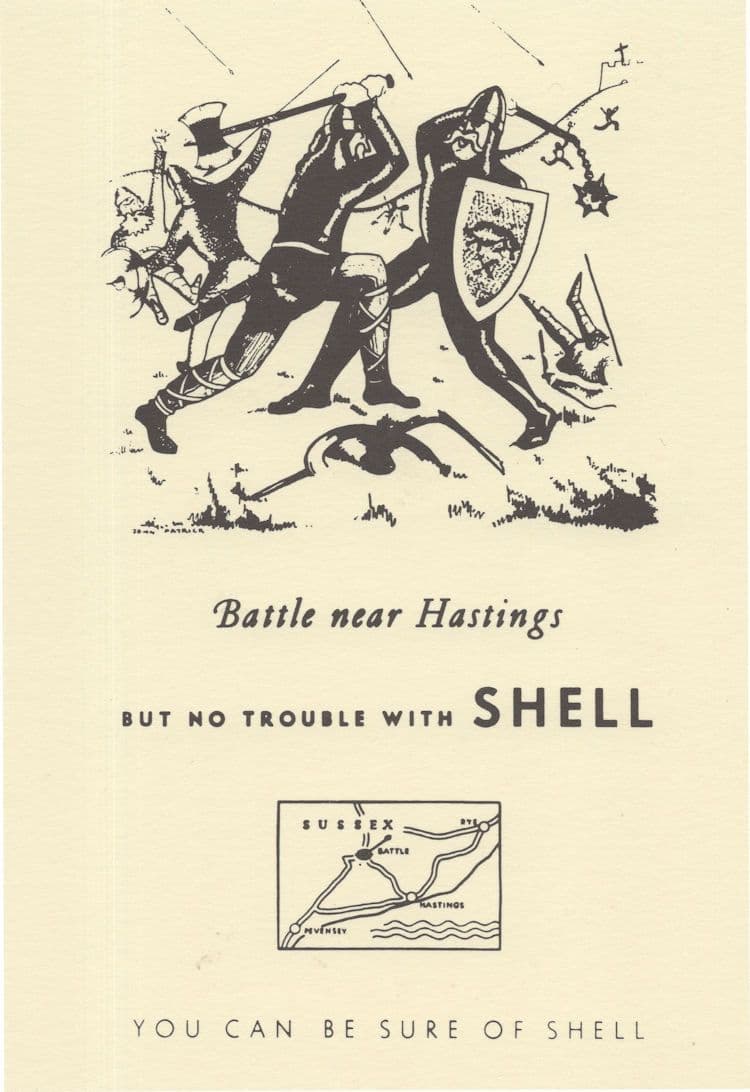 Battle Of Hastings Sussex Rare Map Sussex Shell Petrol Postcard