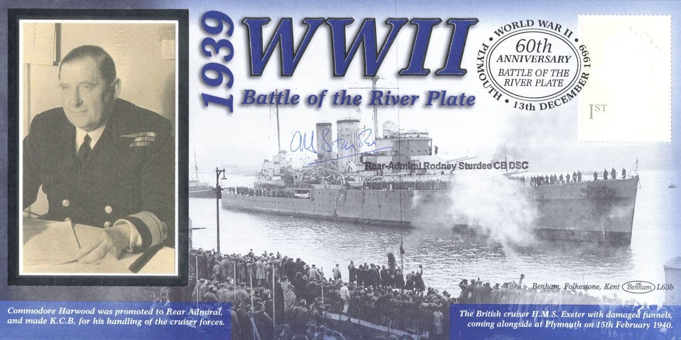 Battle Of The River Plate Rodney Sturdee Benham WW2 Hand Signed FDC