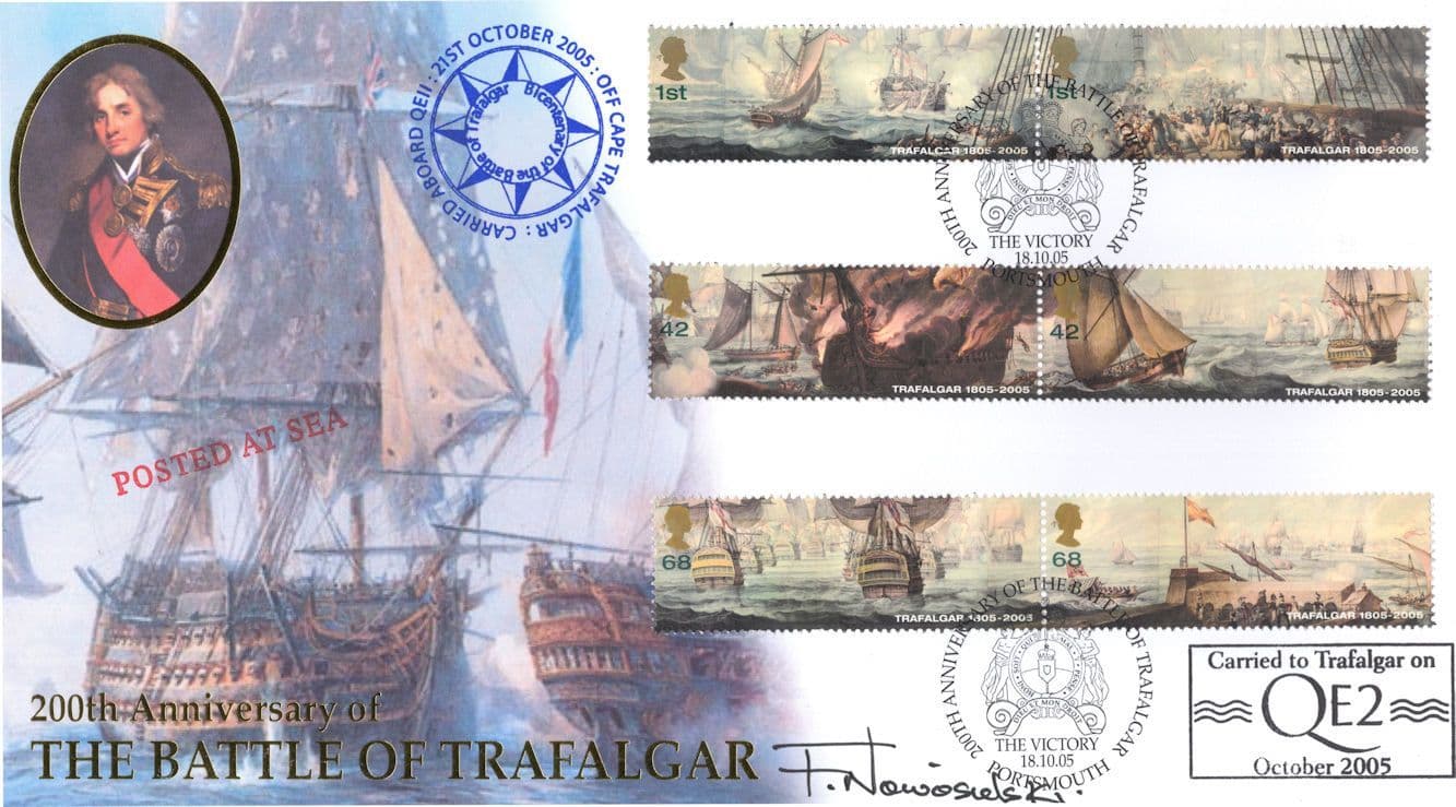 Battle Of Trafalgar Carried On Board QE2 Frank Nowosielski Hand Signed FDC