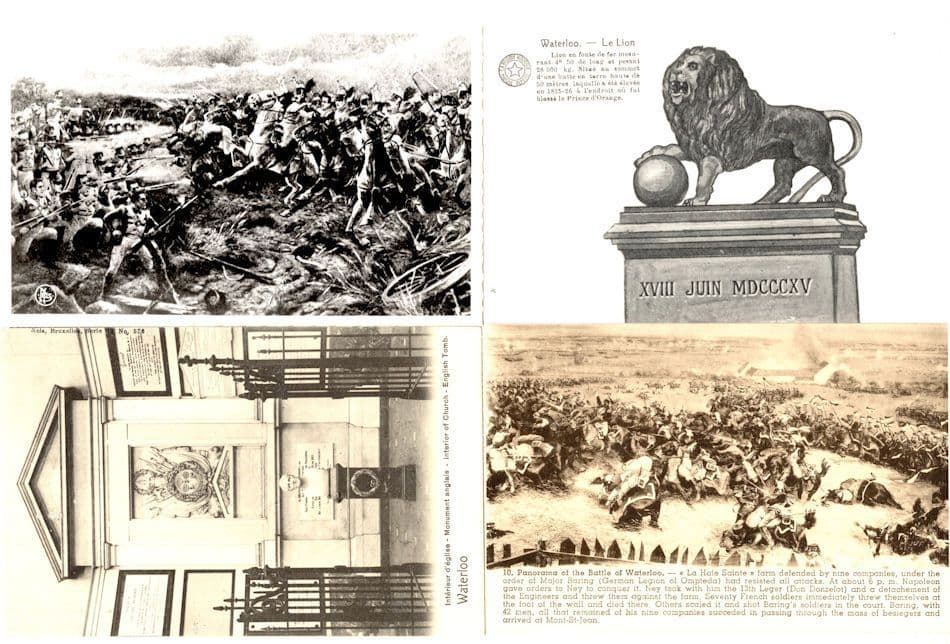 Battle Of Waterloo Monument 4x Antique EX War Postcard s incl Real Photo