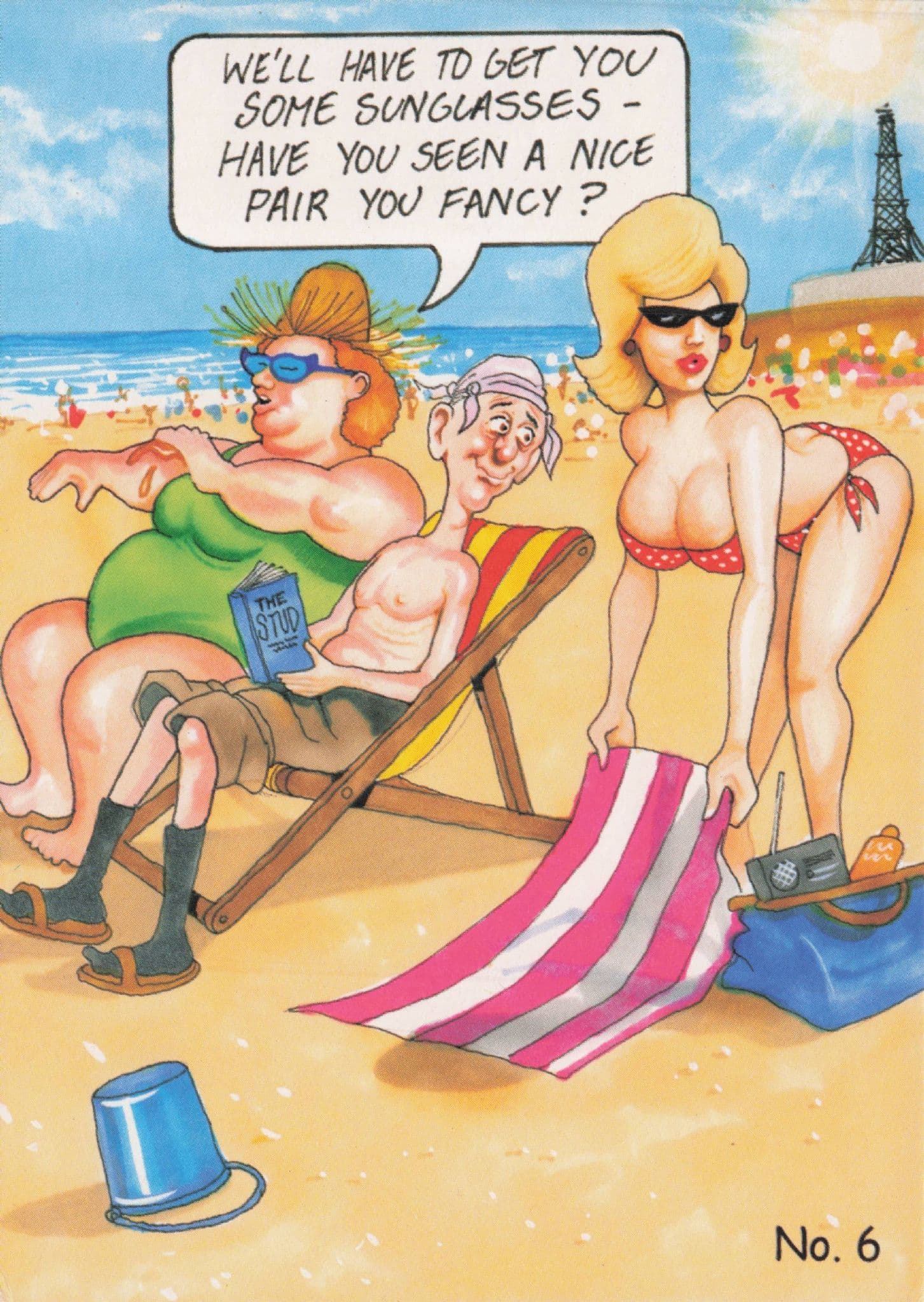 Beach Spectacles Sunbather Nice Pair Sexy Lady Comic Postcard