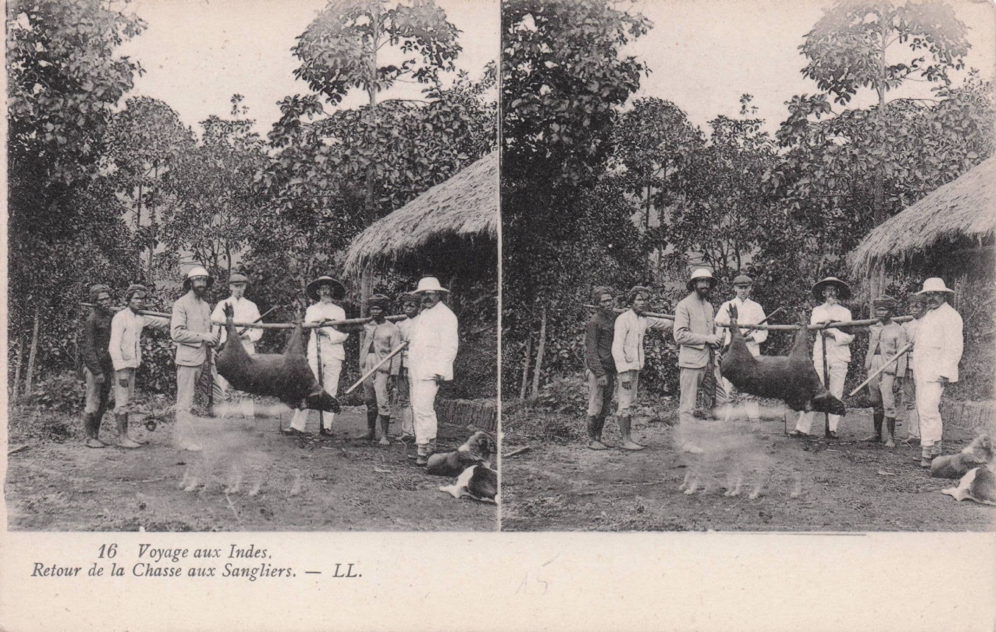Bear Hunting Voyage Aux Indes French Congo Animal Hunters Old Postcard
