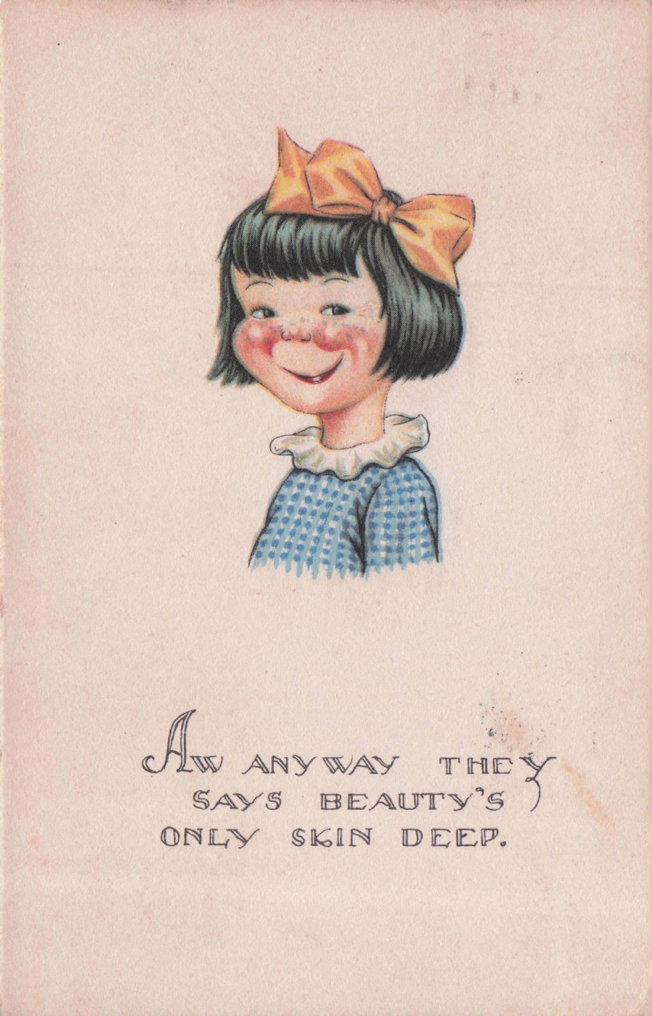 Beauty's Only Skin Deep Antique Comic Children Old Postcard